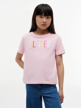 Kinder-T-Shirt mit Pailletten und Hilfiger-Logo