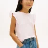 Kinder-T-Shirt mit Stickerei und Lochstickerei