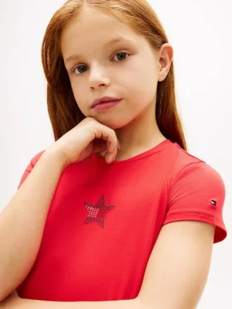 Kinder-T-Shirt mit Strass-Stern-Flagge