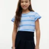 Kinder-T-Shirt mit Streifen und Rüschen an den Ärmeln