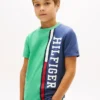 Kinder-T-Shirt mit vertikalem Colorblock-Logo Kinder-T-Shirt mit vertikalem Colorblock-Logo