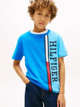 Kinder-T-Shirt mit vertikalem Colorblock-Logo