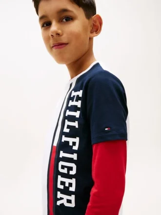 Kinder-T-Shirt mit vertikalem Colorblock-Logo
