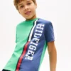 Kinder-T-Shirt mit vertikalem Colorblock-Logo Kinder-T-Shirt mit vertikalem Colorblock-Logo