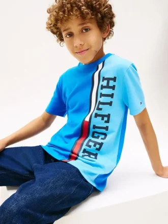 Kinder-T-Shirt mit vertikalem Colorblock-Logo