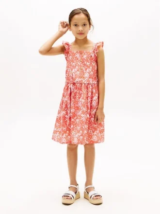 Kinderkleid mit Blumenmuster und Rüschen-Trägern