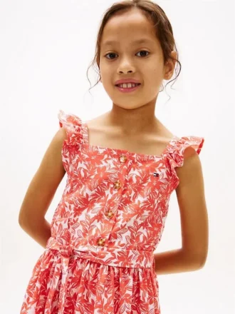 Kinderkleid mit Blumenmuster und Rüschen-Trägern