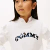 Kinderpullover mit Pailletten-Logo und Rüschen Kinderpullover mit Pailletten-Logo und Rüschen