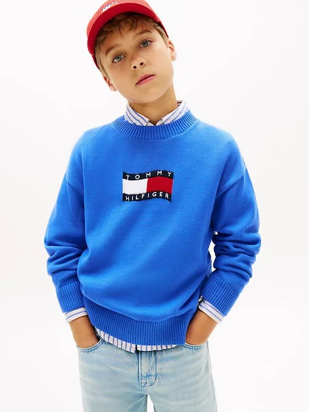 Kinderpullover mit Wavy-Flag-Logo Kinderpullover mit Wavy-Flag-Logo
