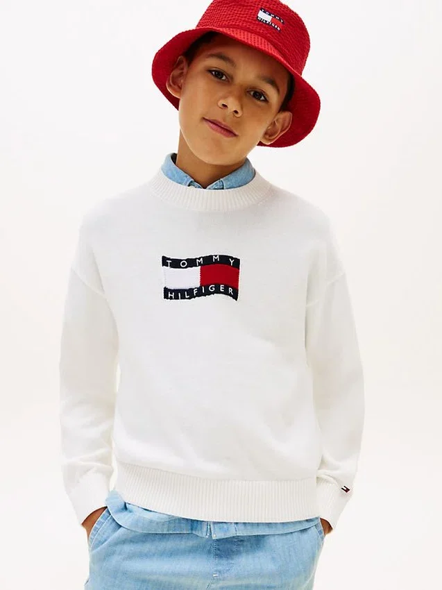 Kinderpullover mit Wavy-Flag-Logo Kinderpullover mit Wavy-Flag-Logo