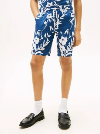 Kindershorts aus Leinen-Baumwollmischung mit Blumenmuster