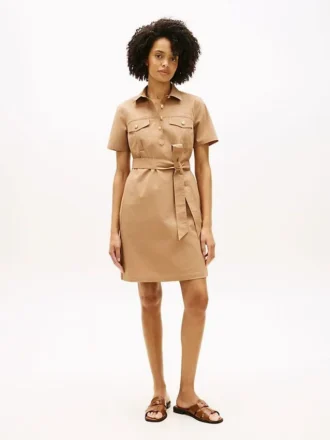 Kurzärmeliges Utility-Shirtkleid mit Gürtel