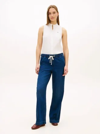 Leichte Pull-On-Jeans mit weitem Bein Leichte Pull-On-Jeans mit weitem Bein