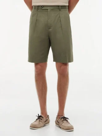 Lässige Chino-Shorts aus Baumwoll-Leinen-Mischung