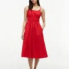 Midi-Kleid aus gerafftem Popeline