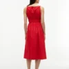 Midi-Kleid aus gerafftem Popeline