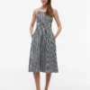 Midi-Kleid aus Leinenmischung mit Gingham-Muster und Raffungen Midi-Kleid aus Leinenmischung mit Gingham-Muster und Raffungen