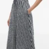 Midi-Kleid aus Leinenmischung mit Gingham-Muster und Raffungen Midi-Kleid aus Leinenmischung mit Gingham-Muster und Raffungen