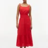 Midi-Kleid aus Seersucker mit Stufen Midi-Kleid aus Seersucker mit Stufen
