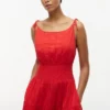 Midi-Kleid aus Seersucker mit Stufen Midi-Kleid aus Seersucker mit Stufen