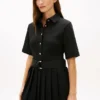Midi-Kleid aus verschiedenen Materialien mit Plissee Midi-Kleid aus verschiedenen Materialien mit Plissee