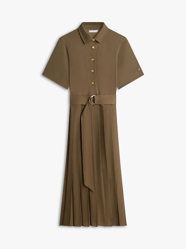 Midi-Kleid aus verschiedenen Materialien mit Plissee Midi-Kleid aus verschiedenen Materialien mit Plissee