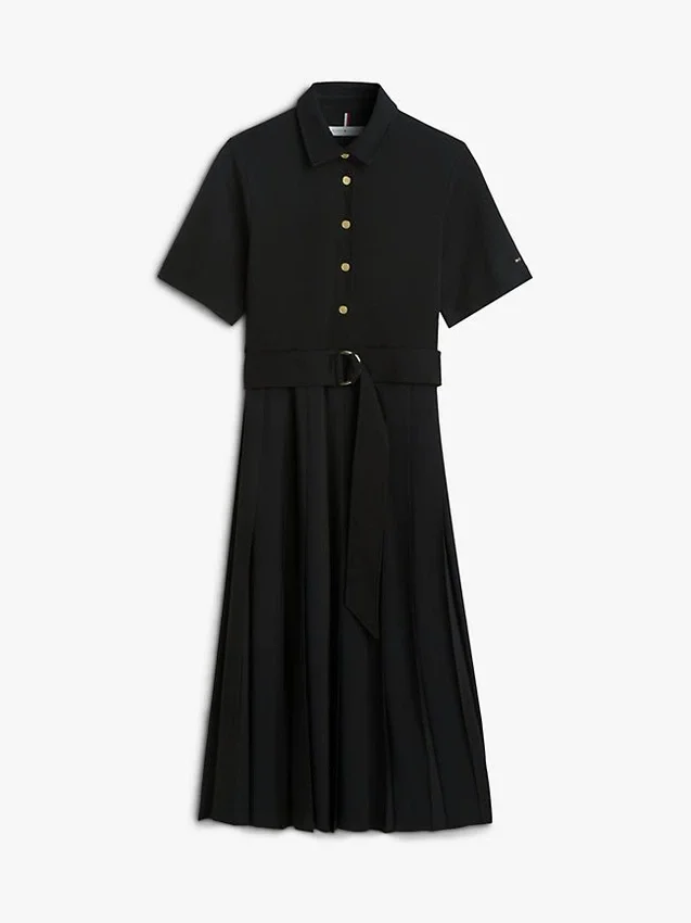 Midi-Kleid aus verschiedenen Materialien mit Plissee Midi-Kleid aus verschiedenen Materialien mit Plissee