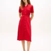 Midi-Polokleid mit Gürtel und Zierstreifen Midi-Polokleid mit Gürtel und Zierstreifen