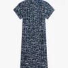 Midi-Shirtkleid aus Leinen mit Gürtel und Flaggenprint Midi-Shirtkleid aus Leinen mit Gürtel und Flaggenprint