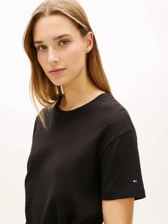 Midi-T-Shirt-Kleid aus Slub-Baumwolle mit Bindeband vorne