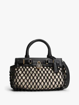 Mini-Tasche aus Makramee und Leder Mini-Tasche aus Makramee und Leder