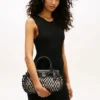 Mini-Tasche aus Makramee und Leder