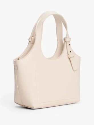 Mini-Tasche mit genarbtem Leder und Metallic-Logo