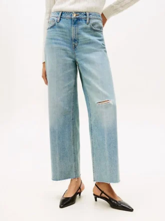 Moderne Jeans mit hoher Leibhöhe und weitem Bein Moderne Jeans mit hoher Leibhöhe und weitem Bein