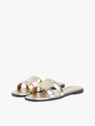 Monogram Strap Metallic-Ledersandale