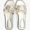 Monogram Strap Metallic-Ledersandale Monogram Strap Metallic-Ledersandale