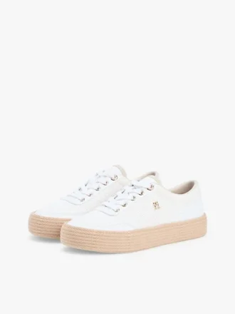 Plateausneaker aus Canvas mit gemischter Textur