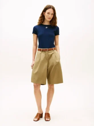 Plissierte Popeline-Shorts Plissierte Popeline-Shorts