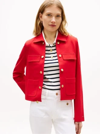 Ponte-Jacke mit mehreren Taschen und goldenen Knöpfen