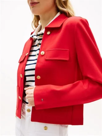 Ponte-Jacke mit mehreren Taschen und goldenen Knöpfen