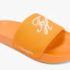 Pool-Slides aus Canvas mit Schriftzug-Monogramm Pool-Slides aus Canvas mit Schriftzug-Monogramm