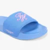 Pool-Slides aus Canvas mit Schriftzug-Monogramm Pool-Slides aus Canvas mit Schriftzug-Monogramm