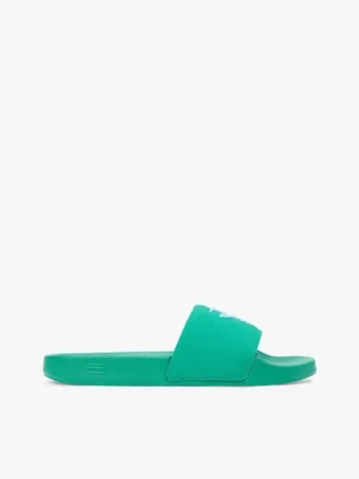 Pool-Slides mit gesticktem Schriftzug-Monogramm
