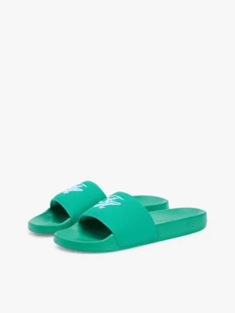 Pool-Slides mit gesticktem Schriftzug-Monogramm