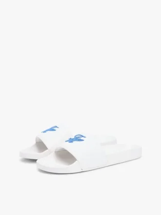 Pool-Slides mit gesticktem Schriftzug-Monogramm