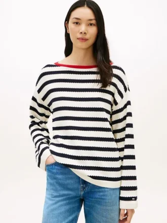 pullover mit bretonischen streifen und pointelle muster im u boot ausschnitt 1 330x440 - Pullover mit bretonischen Streifen und Pointelle-Muster im U-Boot-Ausschnitt