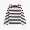 Pullover mit bretonischen Streifen und Pointelle-Muster im U-Boot-Ausschnitt Pullover mit bretonischen Streifen und Pointelle-Muster im U-Boot-Ausschnitt