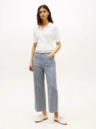Railroad Stripe High-Rise Wide Leg Jeans