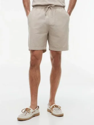 Regular Fit 7″ Shorts aus Baumwoll-Leinen-Mischung