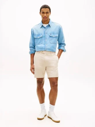 Regular Fit 7″ Shorts aus Baumwoll-Leinen-Mischung Regular Fit 7″ Shorts aus Baumwoll-Leinen-Mischung